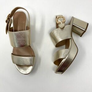 Aerosoles Carimma Gold Leather Platform Sandal